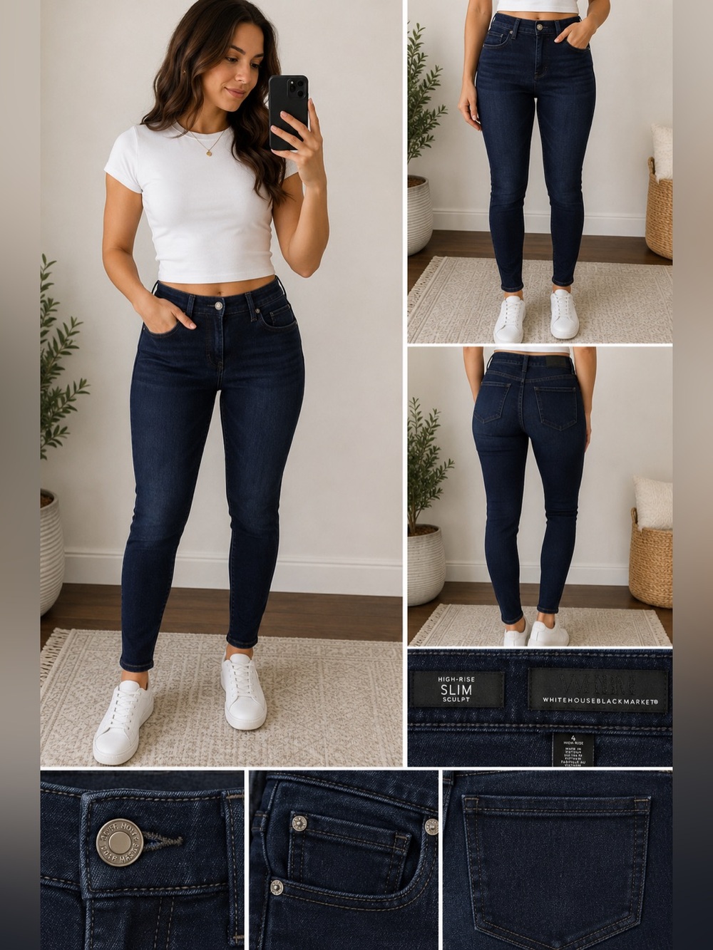 WHBM High Rise Slim Sculpt Jeans Size 4 Dark Wash Skinny